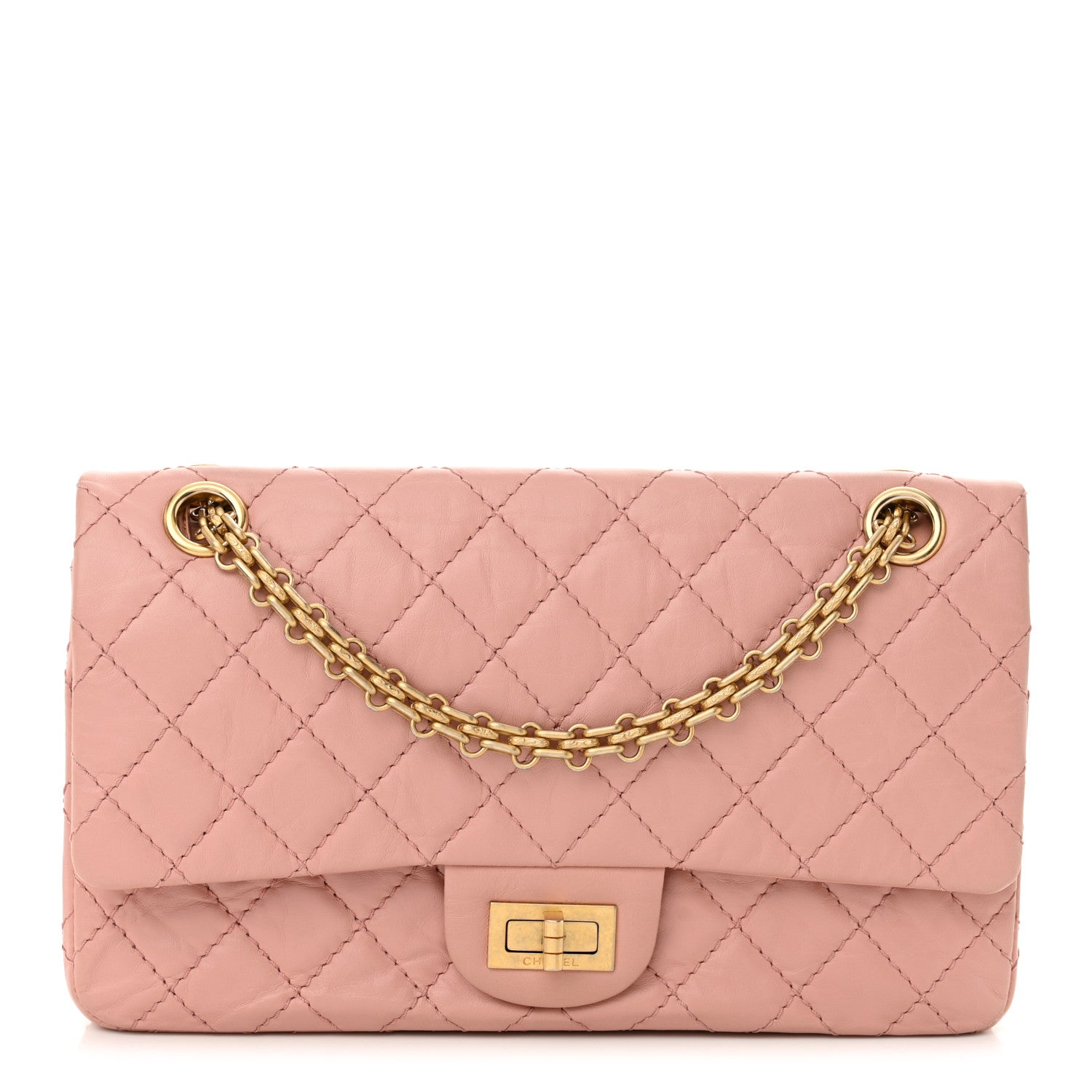 Chanel Aged Calfskin Quilted 2.55 Reissue 225 Flap Pink 1 of 12