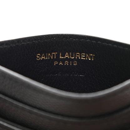 Saint Laurent Grain De Poudre Matelasse Chevron Monogram Credit Card Case Black 6 of 7