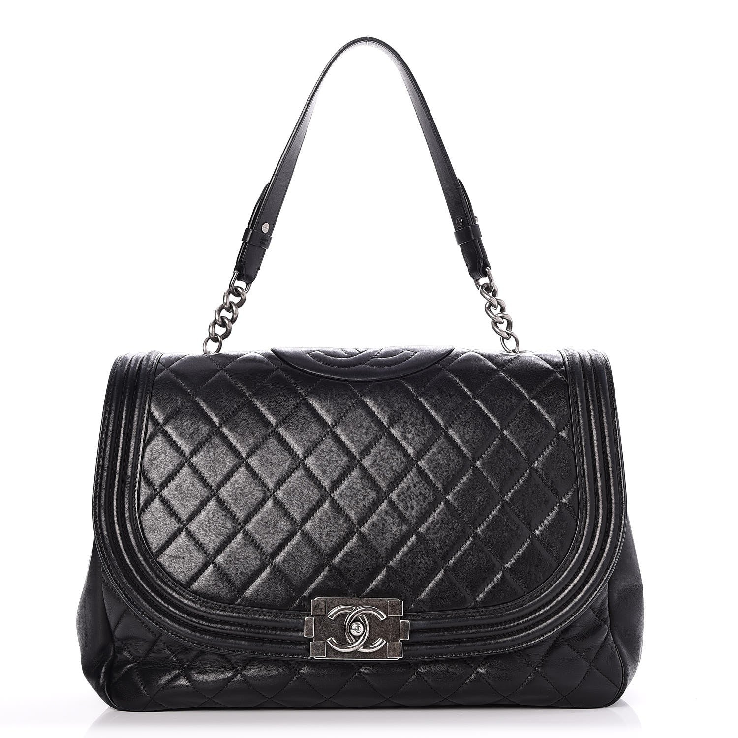 Chanel Lambskin Quilted Large Antik Boy Flap Black 1 of 8