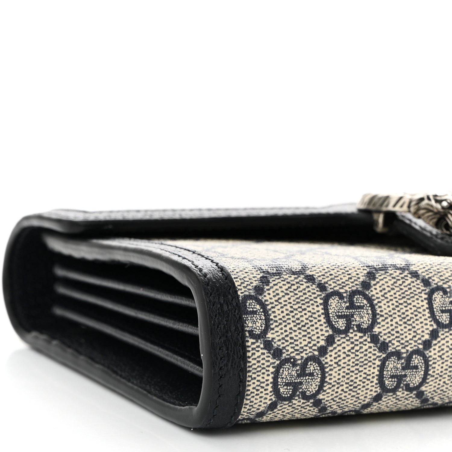 Gucci GG Supreme Monogram Textured Dollar Calfskin Mini Dionysus Chain Wallet Beige Blue 9 of 10