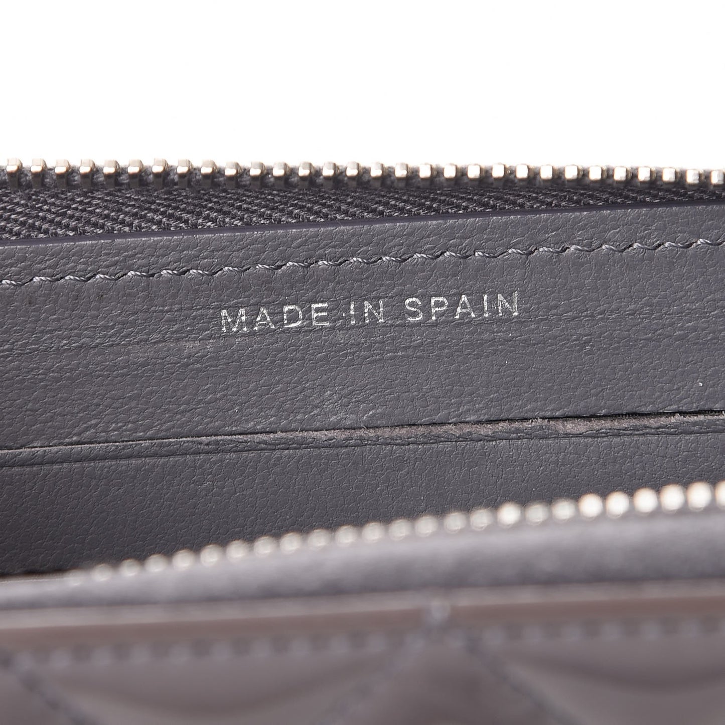 Patent Quilted Small Zip Around Wallet Grey