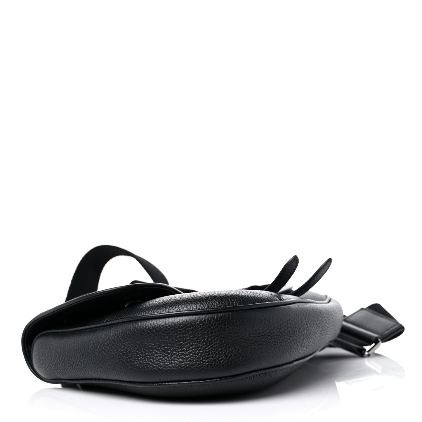 X SHAWN STUSSY Grained Calfskin Saddle Bag Black