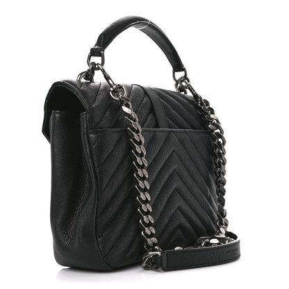 Saint Laurent Sheepskin Matelasse Chevron Monogram Medium College Bag Black 3 of 11