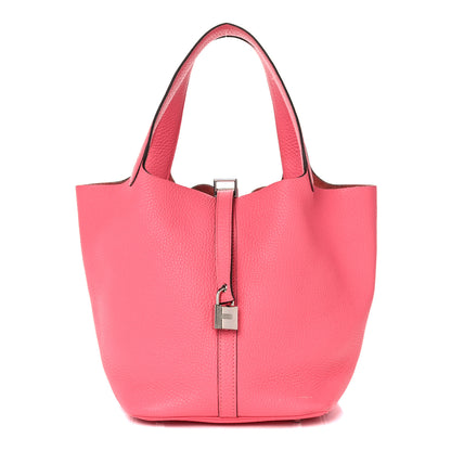Hermes Taurillon Clemence Picotin Lock 22 MM Rose Azalee 1 of 14