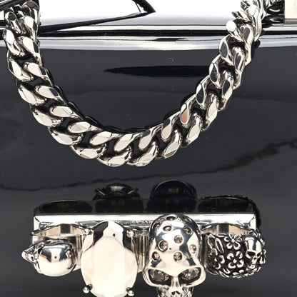 Alexander McQueen Patent Mini Jeweled Knuckle Satchel Black 7 of 10