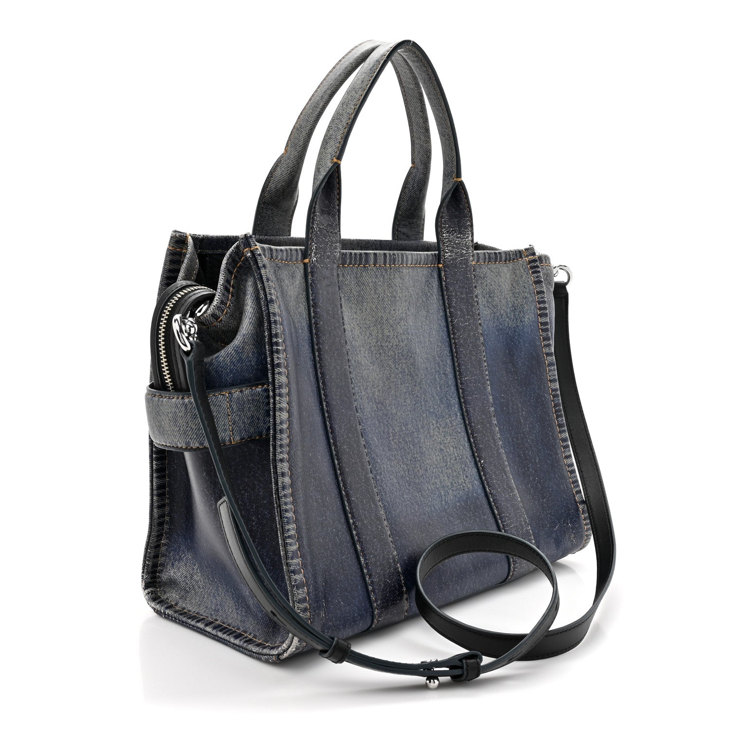 Marc Jacobs Denim Printed Calfskin Medium Tote Bag Blue 3 of 21