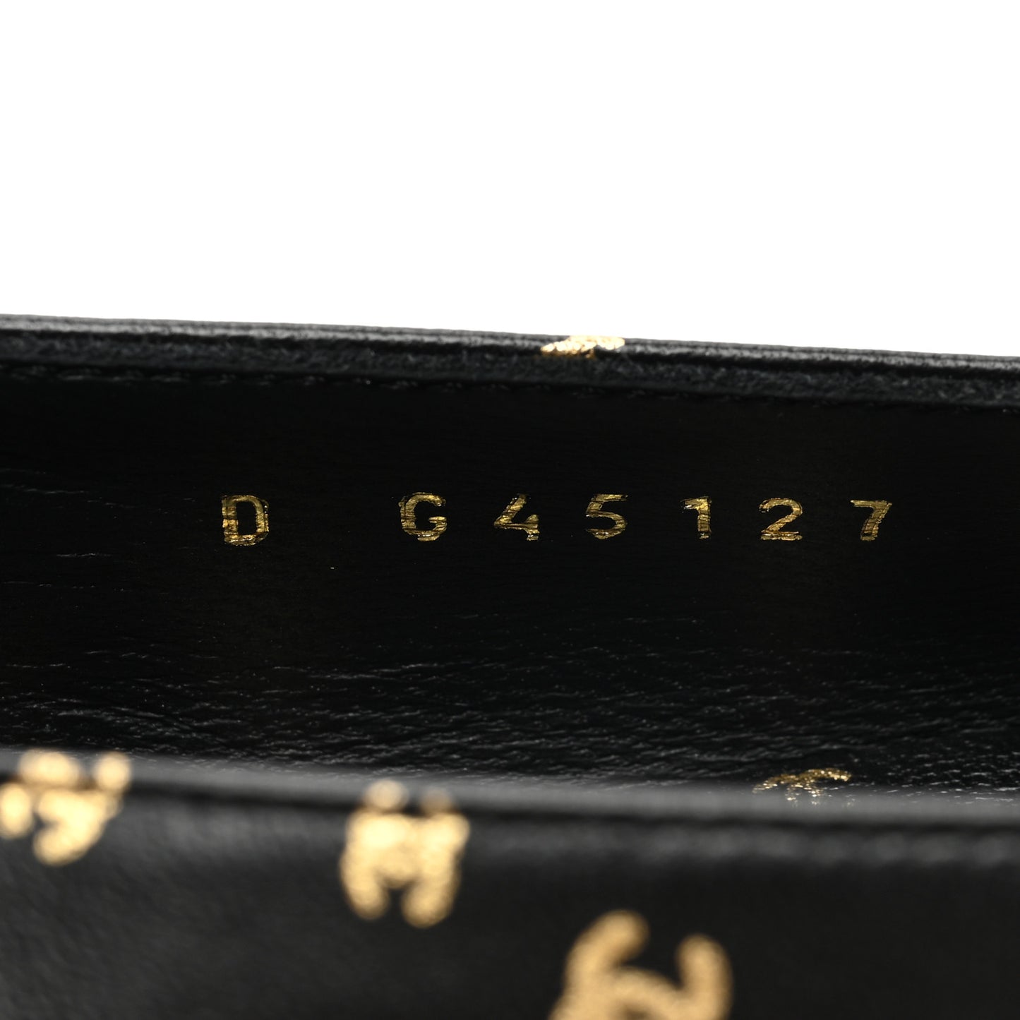 Lambskin Patent Calfskin Printed CC Cap Toe Ballerina Flats 37.5 Black Gold