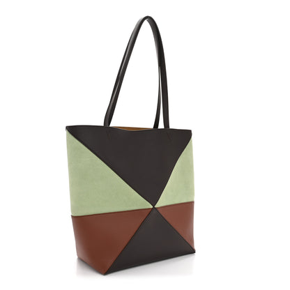 Loewe Calfskin Suede Medium Puzzle Fold Tote Chocolate Tan 3 of 10