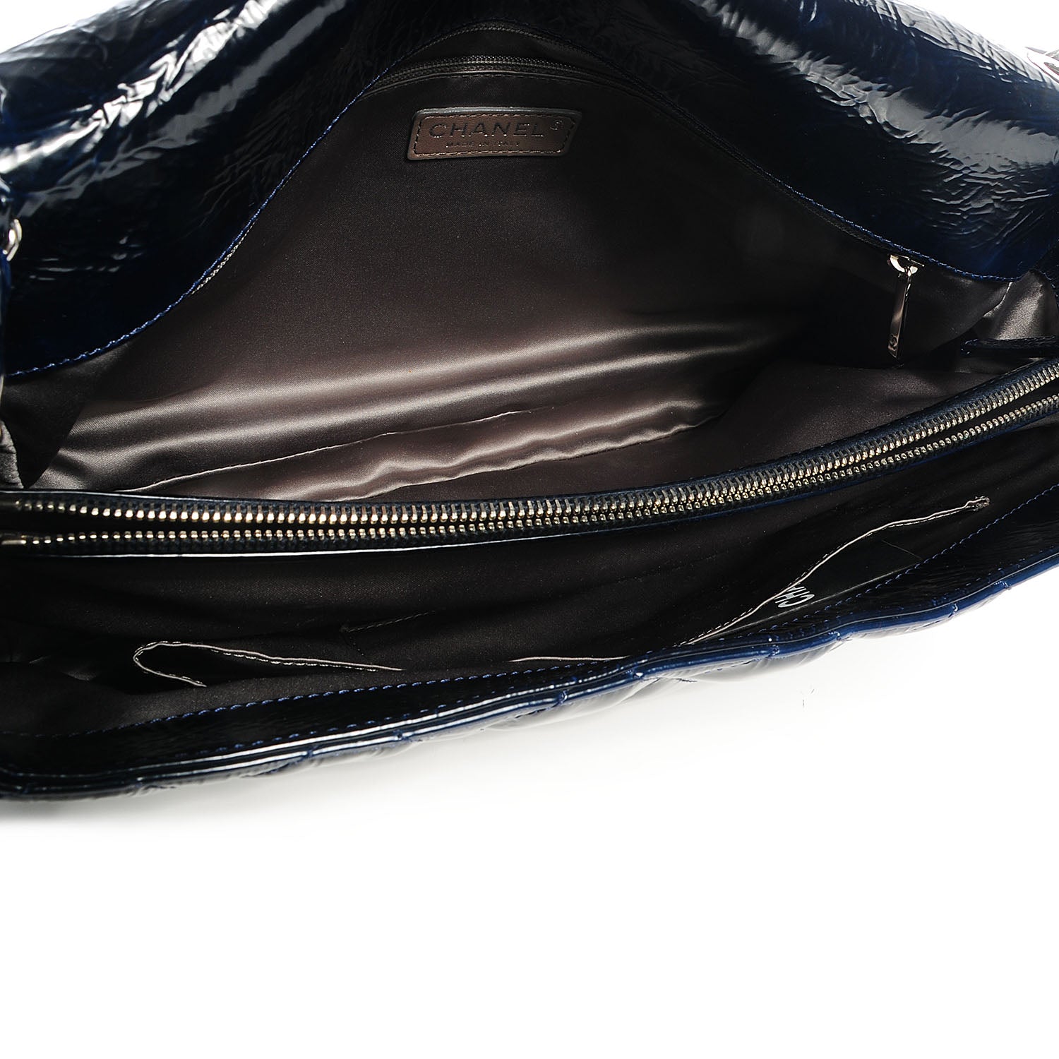 Chanel Patent Quilted XL Flap Navy Blue 7 of 9