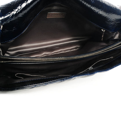 Chanel Patent Quilted XL Flap Navy Blue 7 of 9