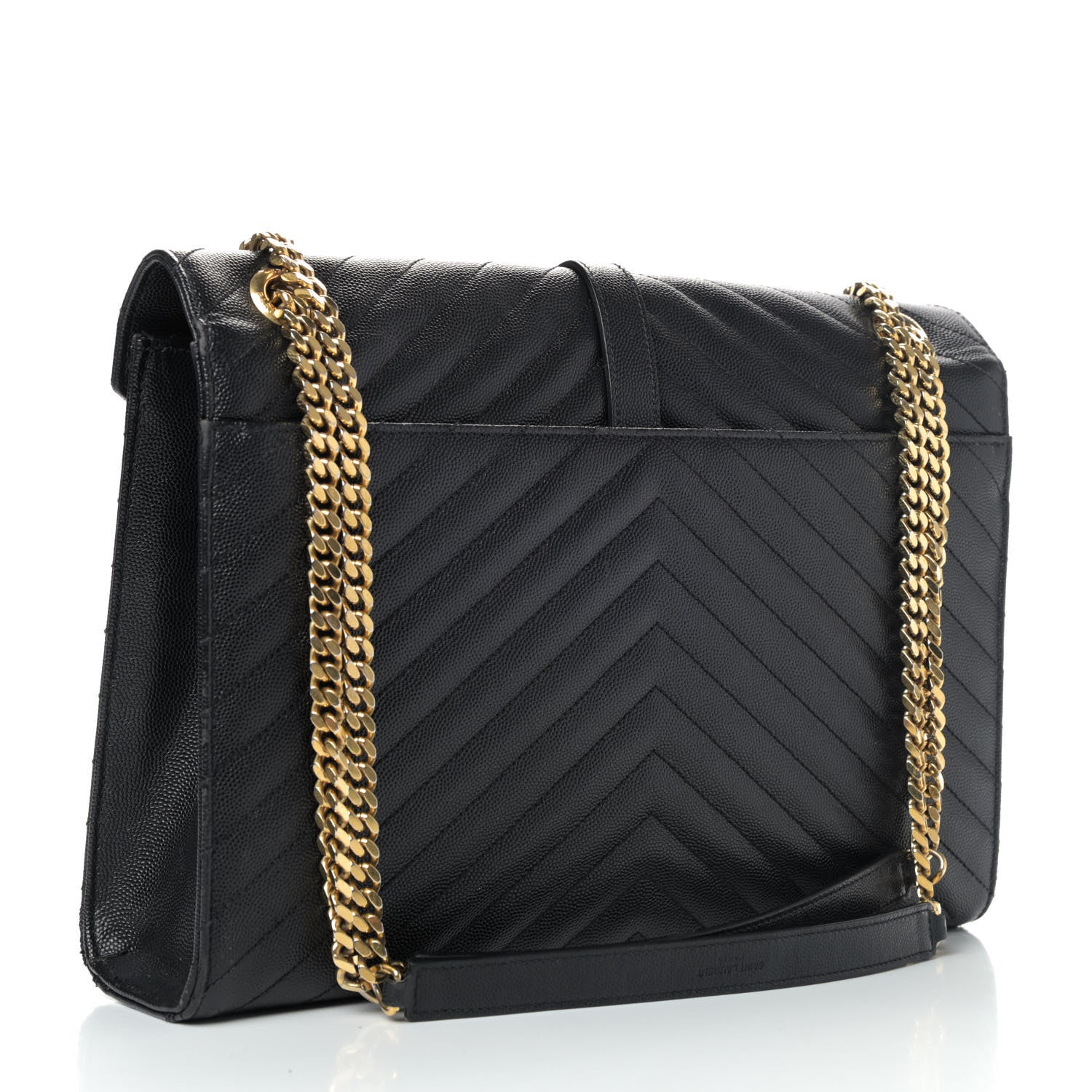 Saint Laurent Grain De Poudre Matelasse Chevron Large Monogram Satchel Black 2 of 6