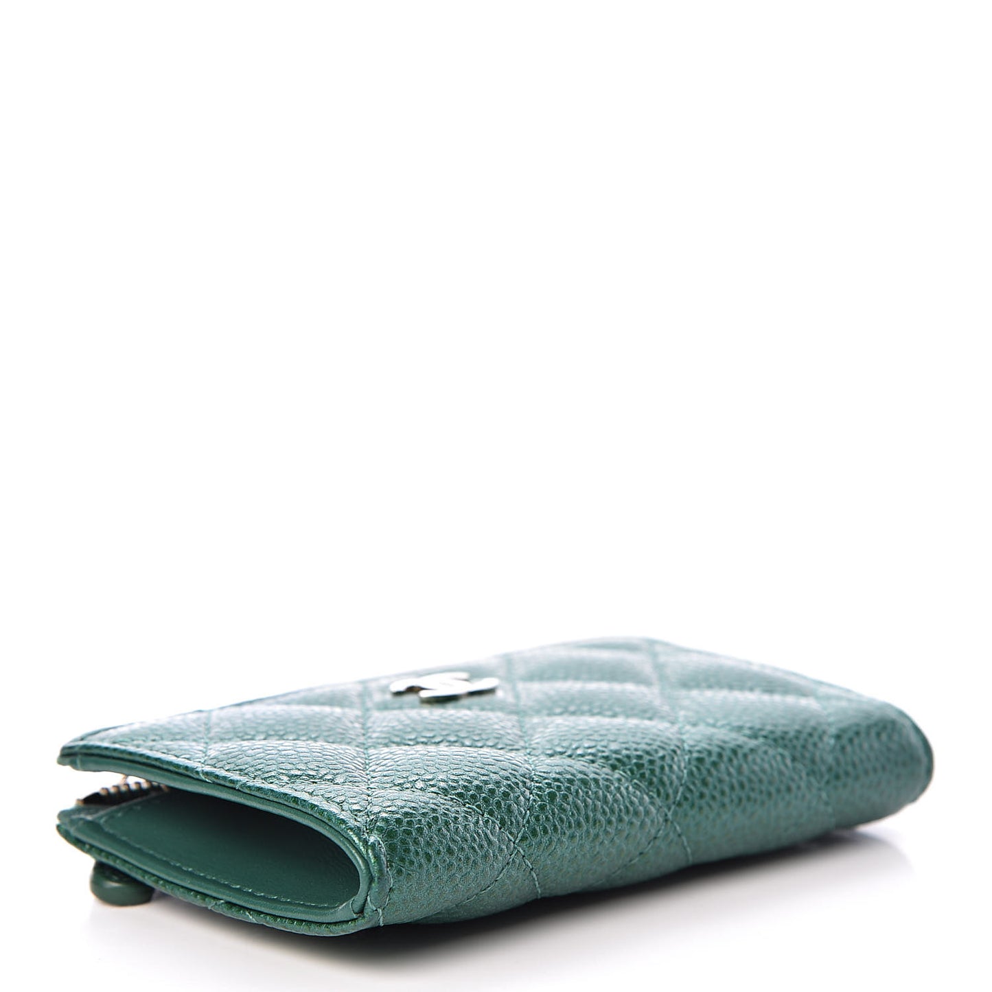 Metallic Caviar Quilted Key Holder Case Green