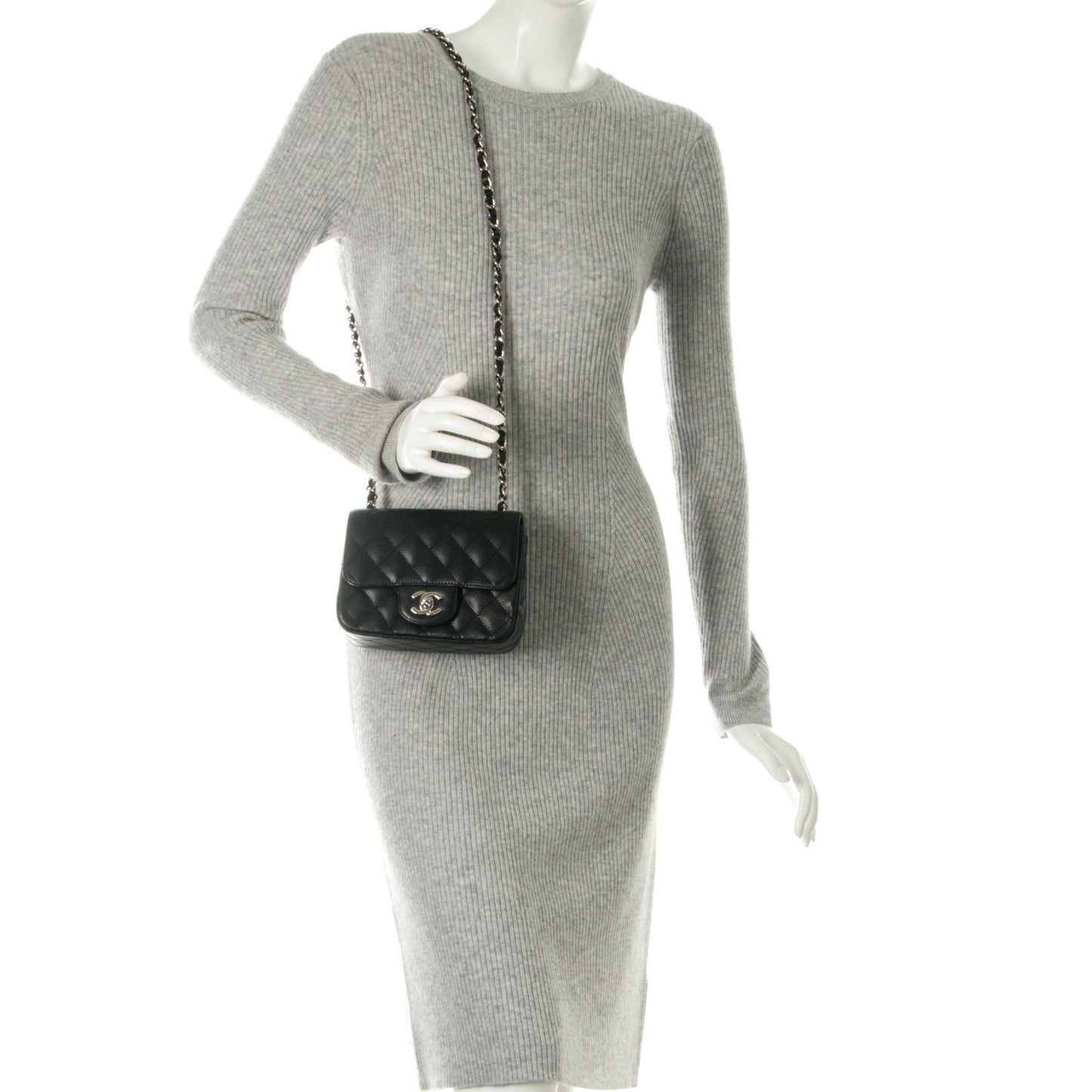 Caviar Quilted Mini Square Flap Black