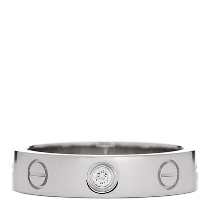 Cartier 18K White Gold Diamond 4mm LOVE Wedding Band Ring 48 4.5 1 of 4
