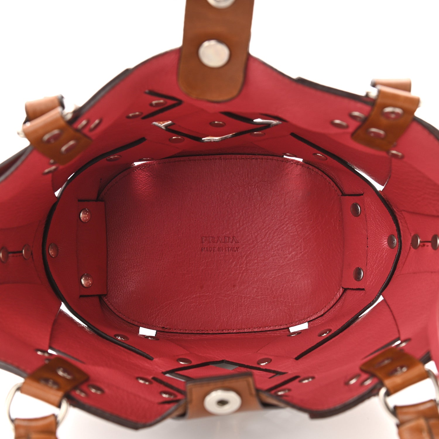 Prada Vitello Studded Cross Shoulder Bag Nocciolo 5 of 11