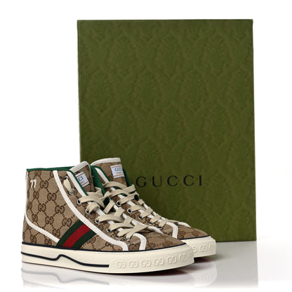 Gucci GG Monogram Web Womens 1977 Tennis High Top Sneakers 39 Beige Ebony Mystic White 8 of 8