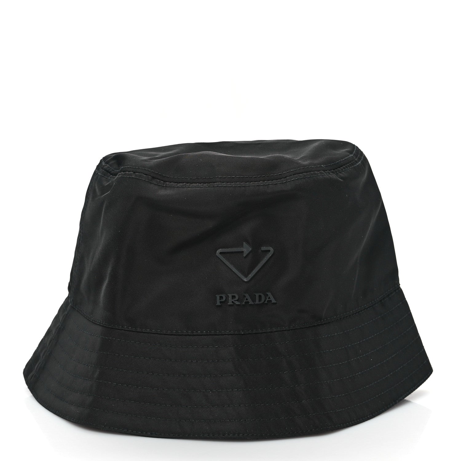 Prada Re-Nylon Rubber Logo Bucket Hat S Black 3 of 9