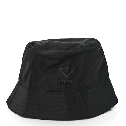 Prada Re-Nylon Rubber Logo Bucket Hat S Black 3 of 9