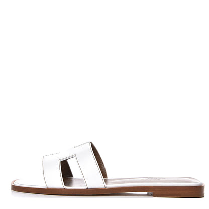 Hermes Box Calfskin Oran Sandals 36 White 1 of 9