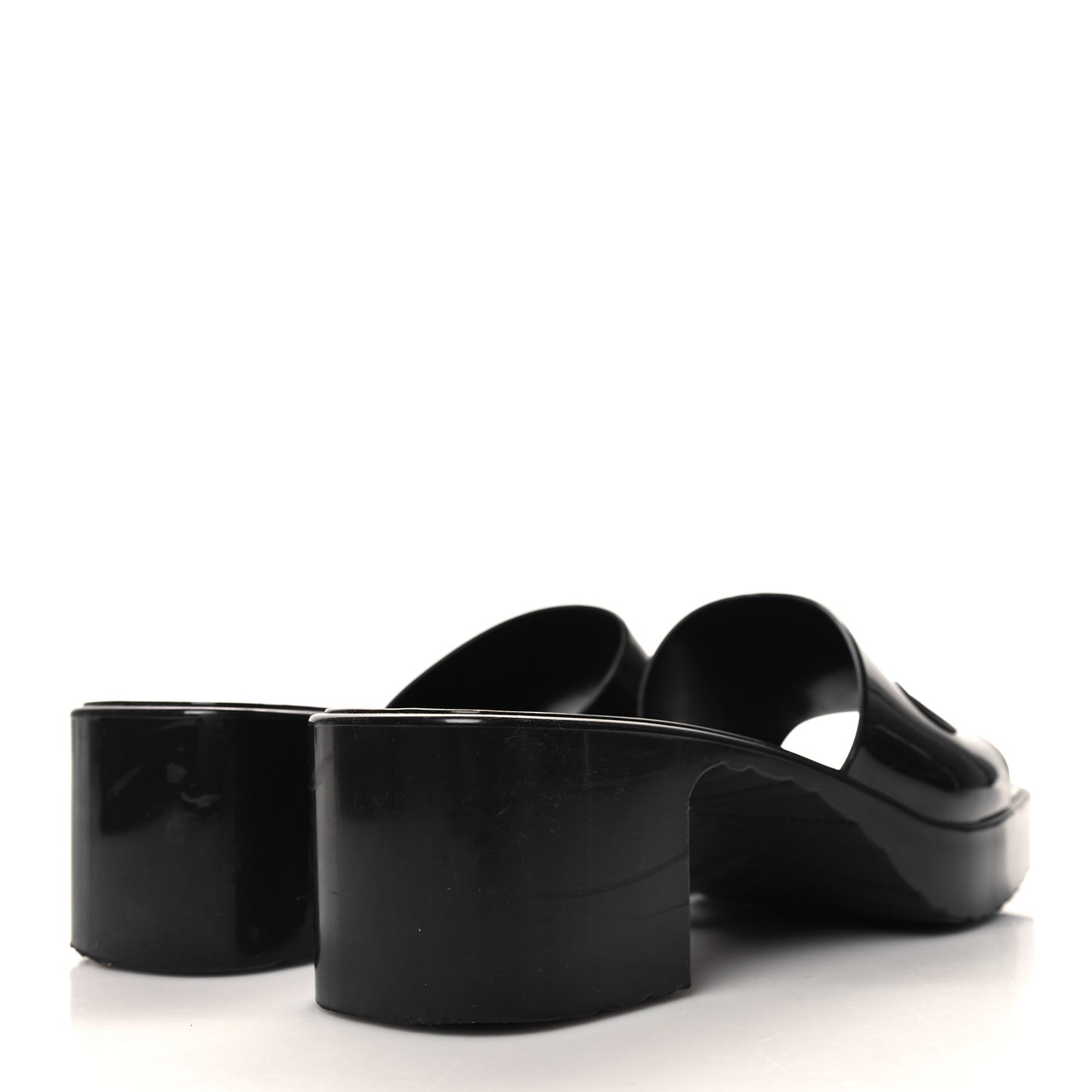 Rubber Gucci Logo Womens Platform 20/60mm Slide Sandals 40 Black