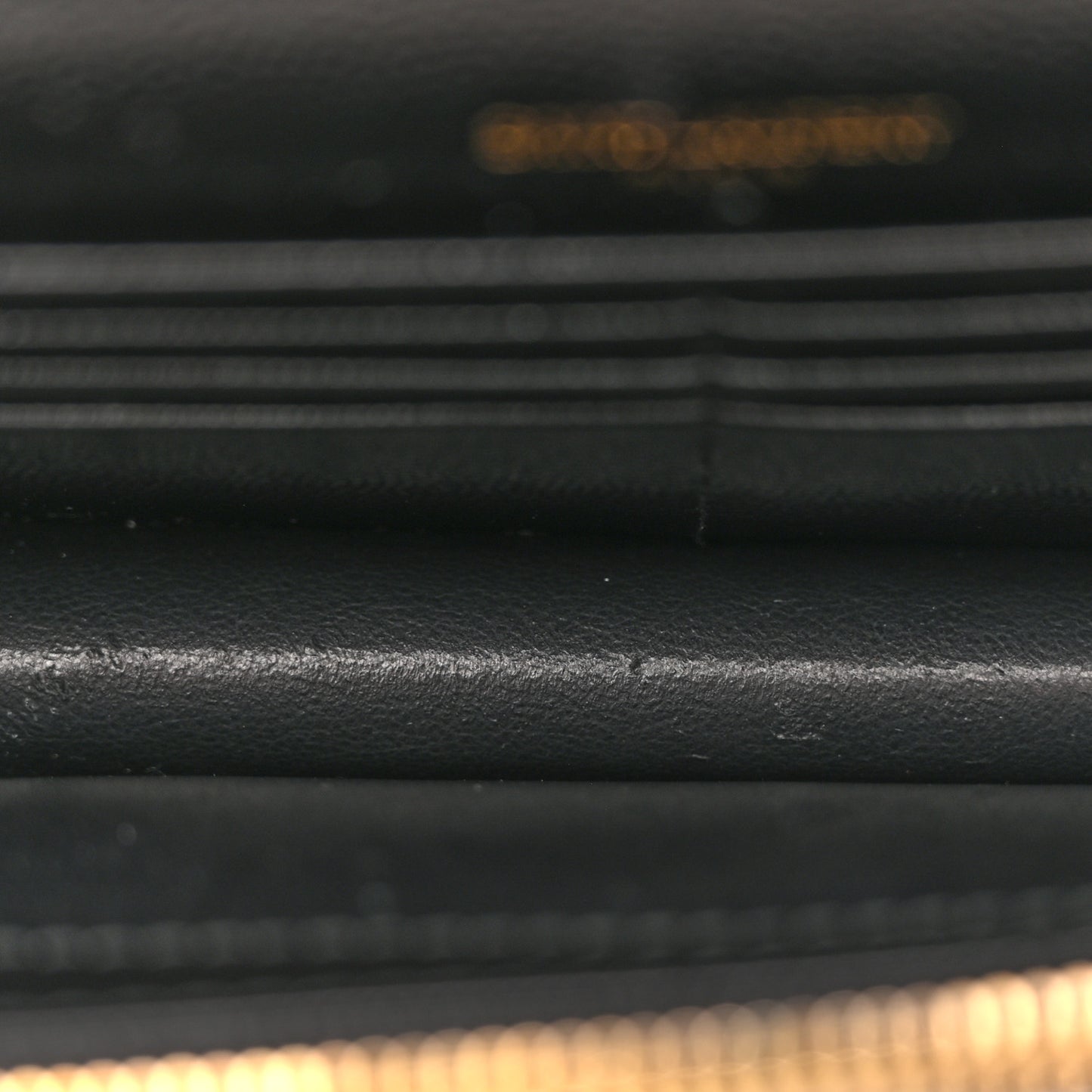 Grain De Poudre Matelasse Chevron Monogram Envelope Chain Wallet Black