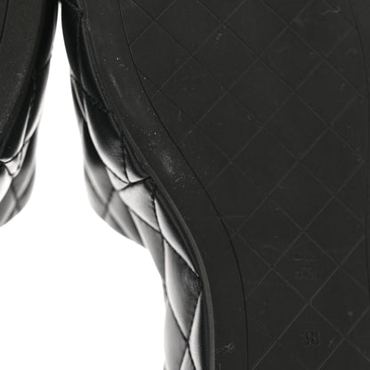 Chanel Lambskin Quilted Camelia CC Wedge Sandal Mules 38 Black 9 of 11