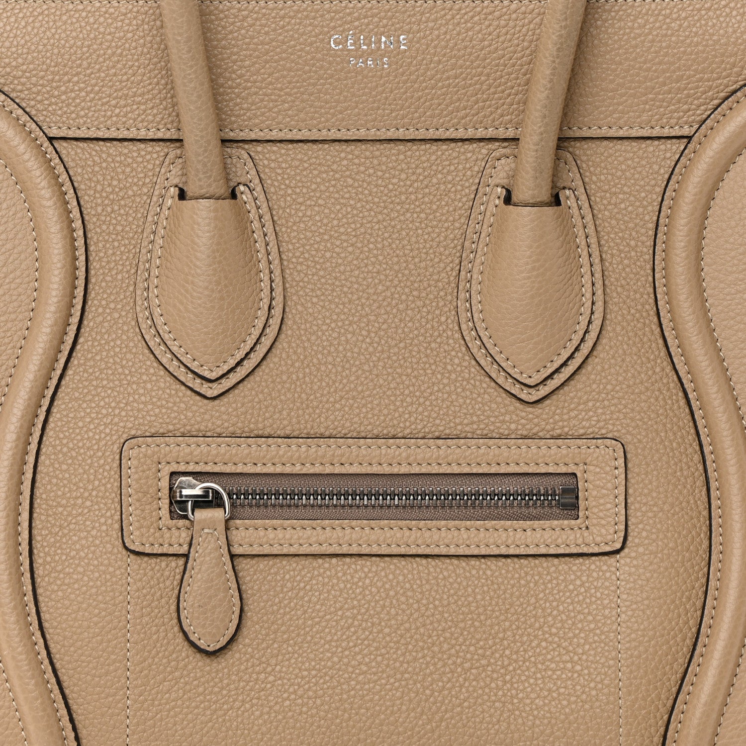 Celine Drummed Calfskin Micro Luggage Dune 8 of 14