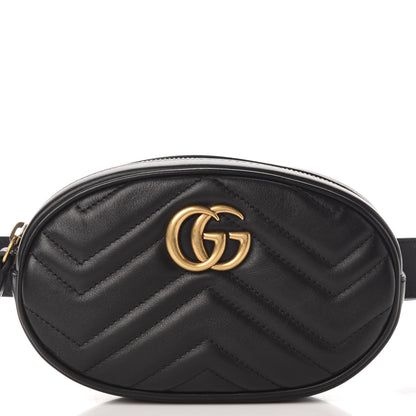 Gucci Calfskin Matelasse GG Marmont Belt Bag 85 34 Black 11 of 11