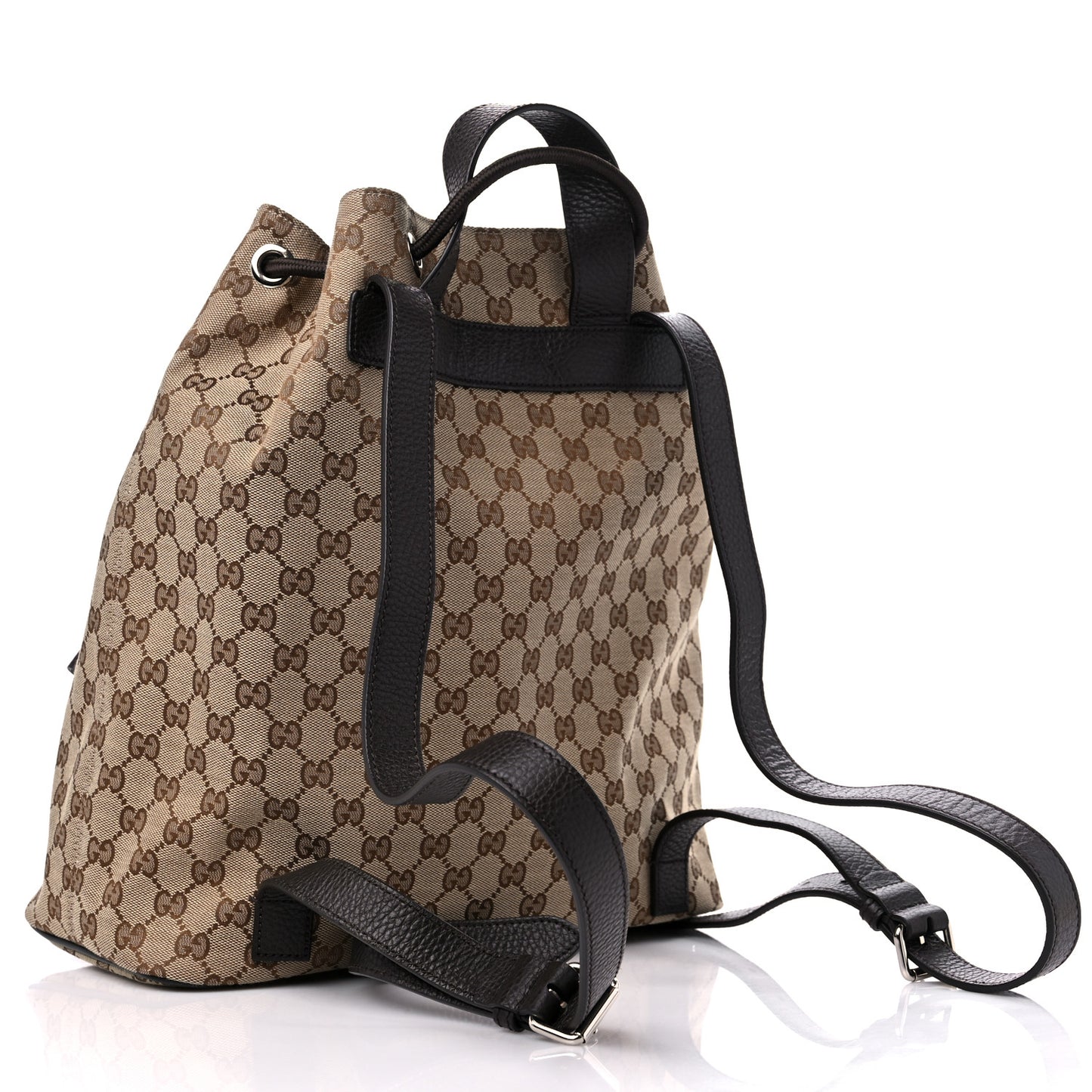 Monogram Dollar Calfskin O Drawstring Backpack Beige Ebony Testa di Moro Dark Chocolate