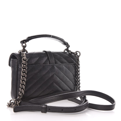 Saint Laurent Sheepskin Matelasse Chevron Monogram College Chain Wallet Black 3 of 14