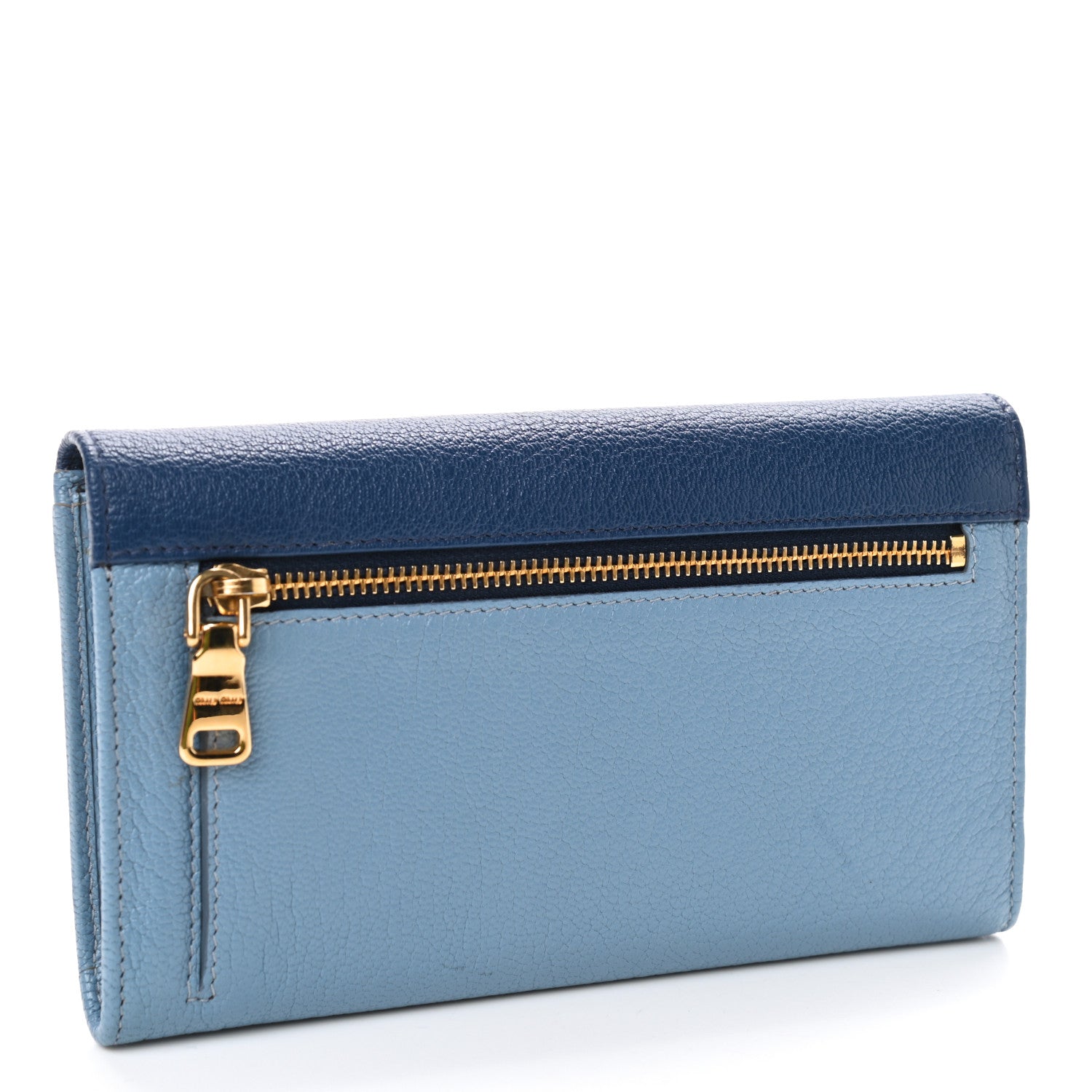 Miu Miu Goatskin Madras Bicolor Envelope Wallet Cobalto Astrale 2 of 4