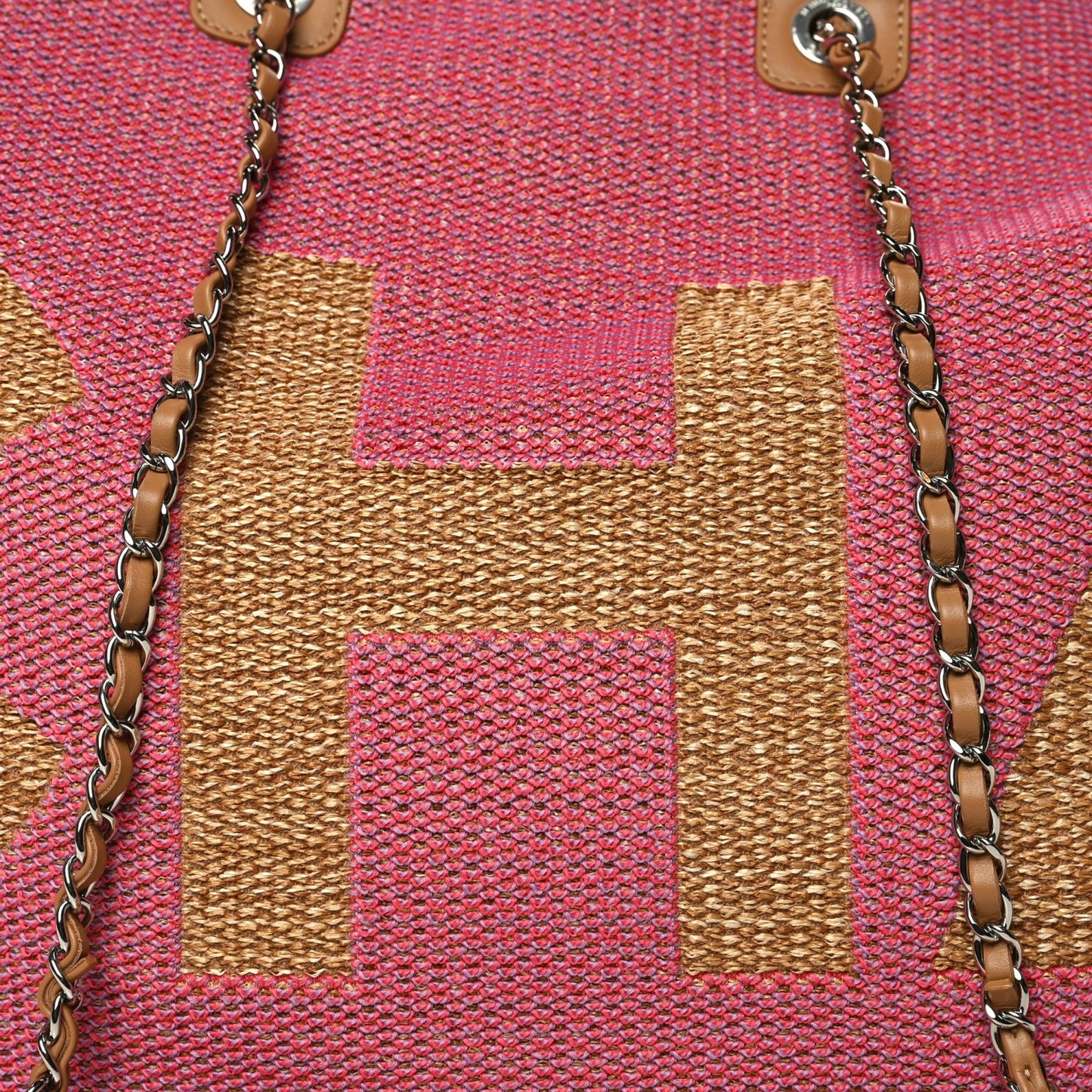 Mixed Fibers Large Shopping Bag Pink Beige