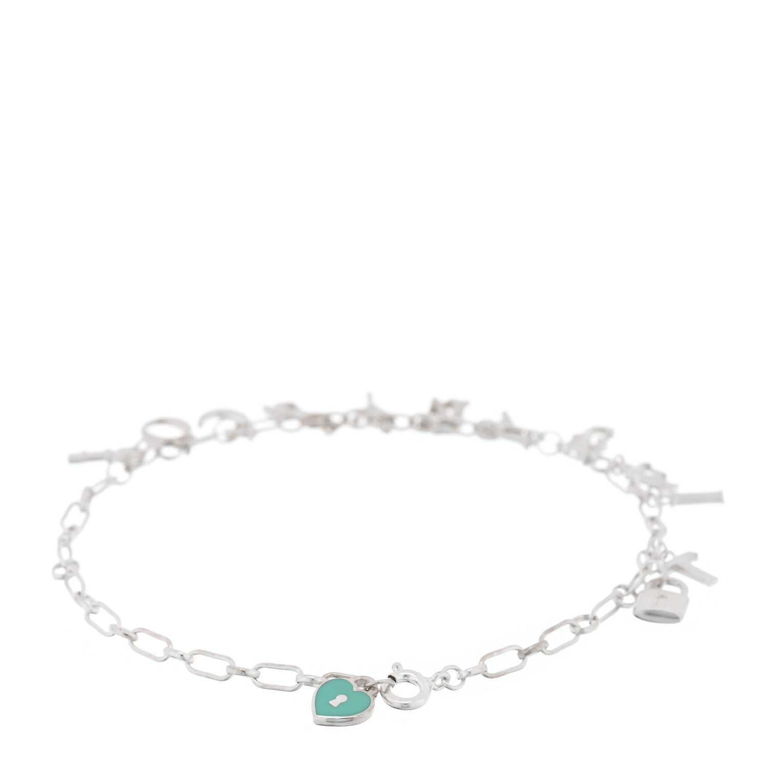 Tiffany Sterling Silver Enamel Love Notes Logo Charm Bracelet Blue 2 of 4
