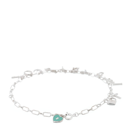 Tiffany Sterling Silver Enamel Love Notes Logo Charm Bracelet Blue 2 of 4