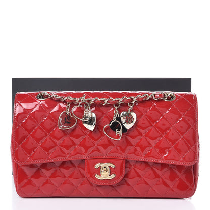 Chanel Patent Calfskin Quilted Valentine Charms Medium Single Flap Red 8 of 10