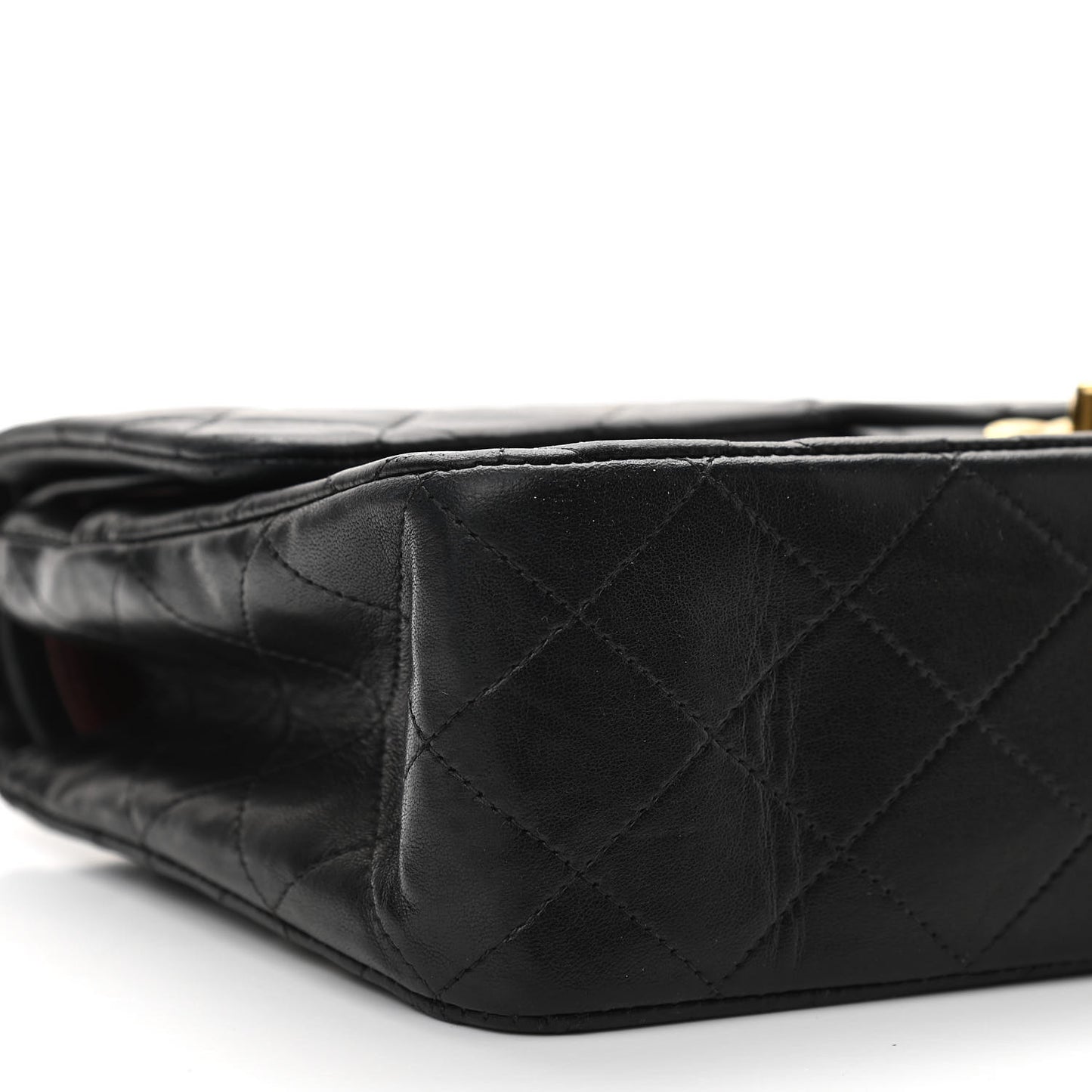 Lambskin Quilted Medium Double Flap Black