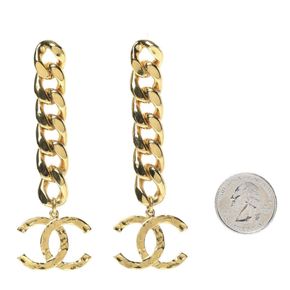 Chanel Metal CC Pick Drop Earrings Gold 2 of 5