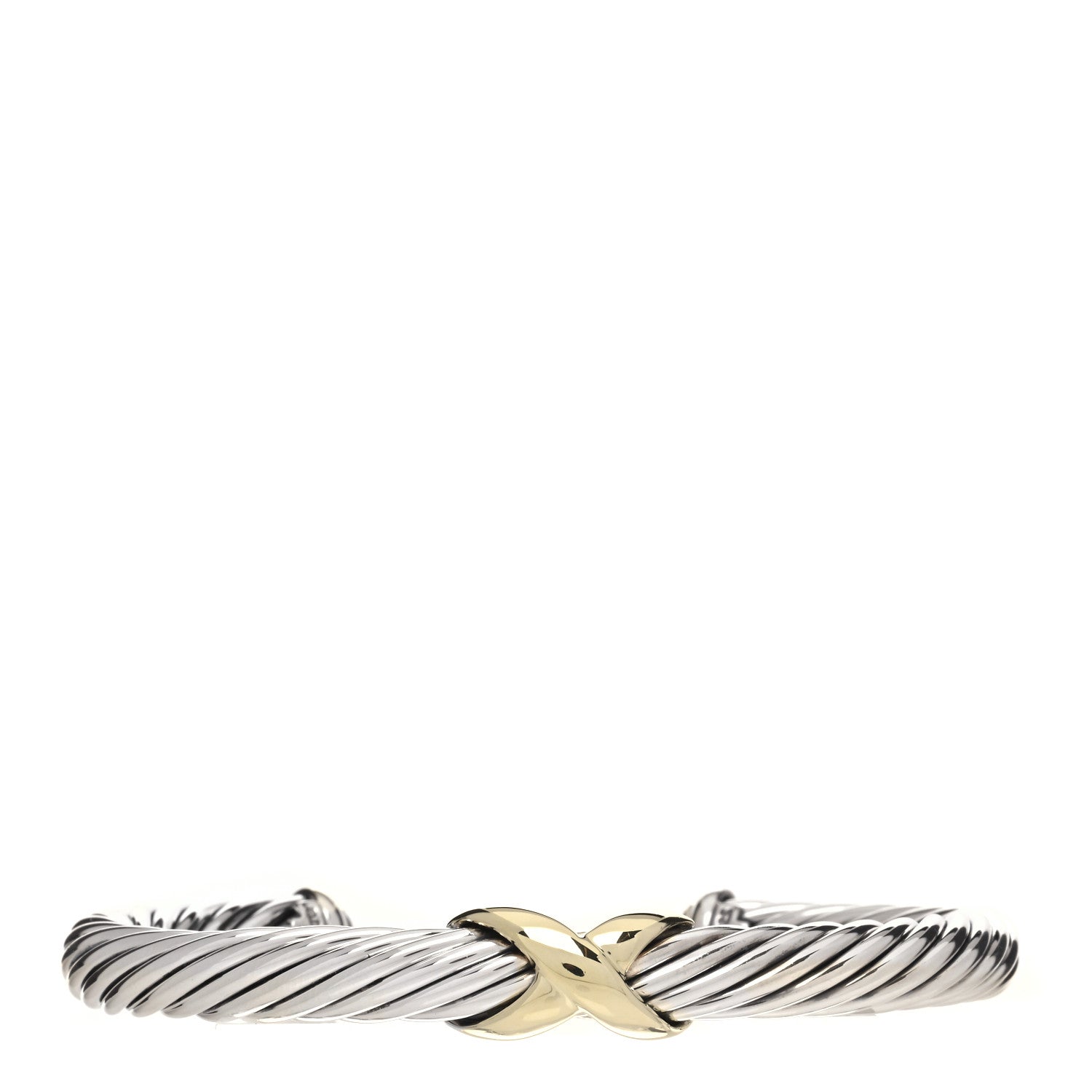 David Yurman Sterling Silver 14K Yellow Gold 7mm X Station Cable Bracelet 1 of 4