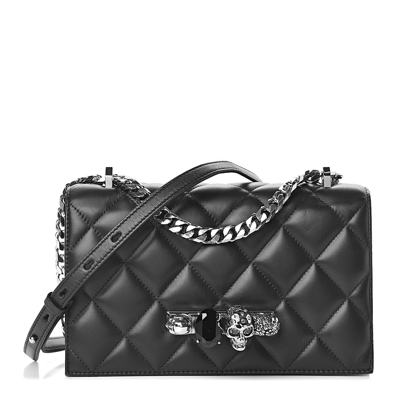 Alexander McQueen Lambskin Quilted Knuckle Shoulder Bag Black 1 of 16