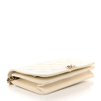Chanel Caviar Quilted Boy Wallet On Chain WOC White 5 of 16