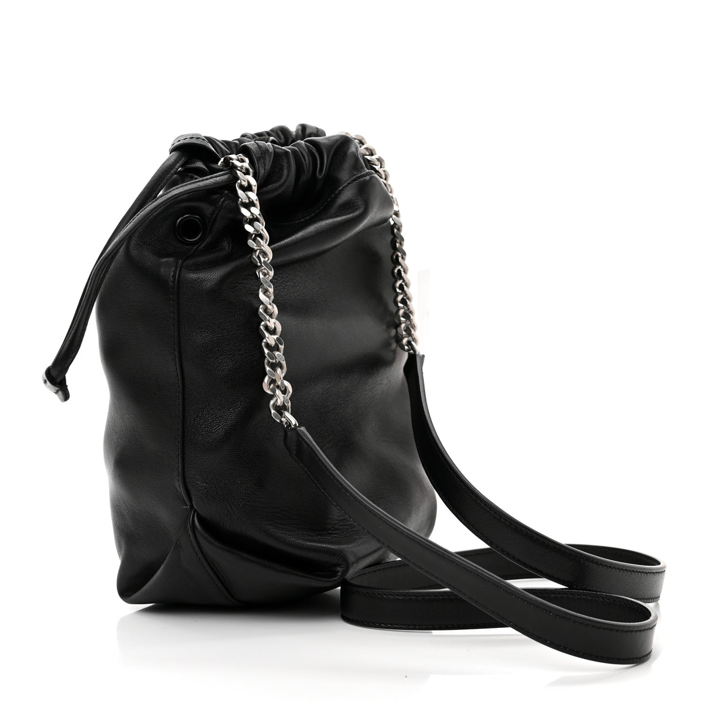 Lambskin Teddy Drawstring Bag Black