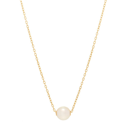 Mikimoto 18K Yellow Gold Akoya Pearl 8mm Single Pendant Necklace 1 of 4