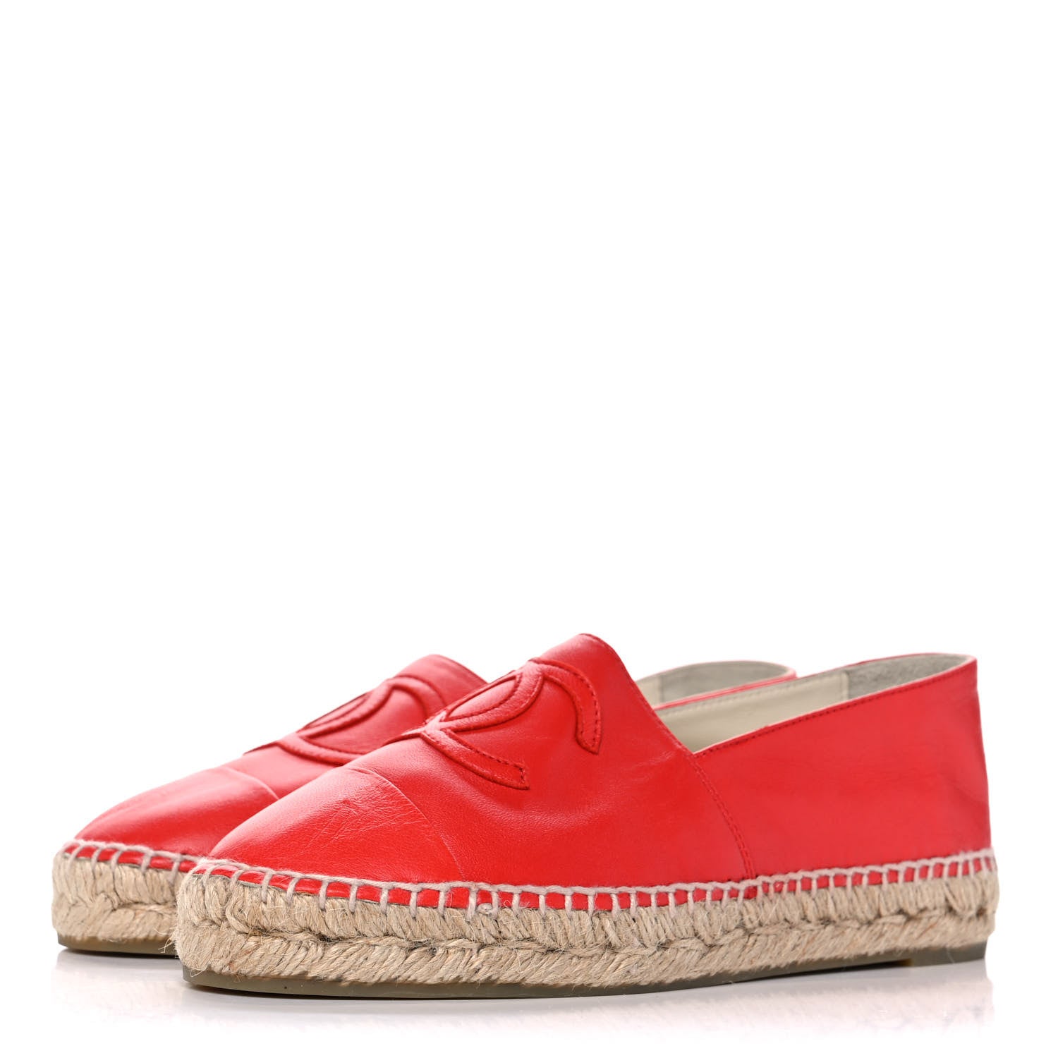 Chanel Lambskin CC Espadrilles 37 Red 3 of 9