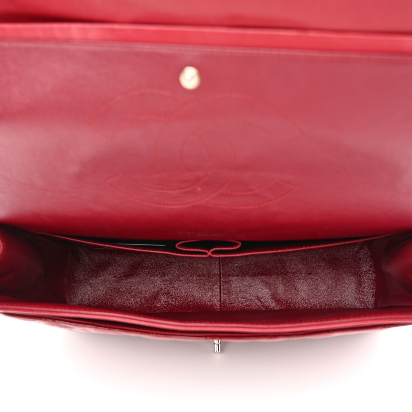 Patent Quilted Maxi Double Flap Red