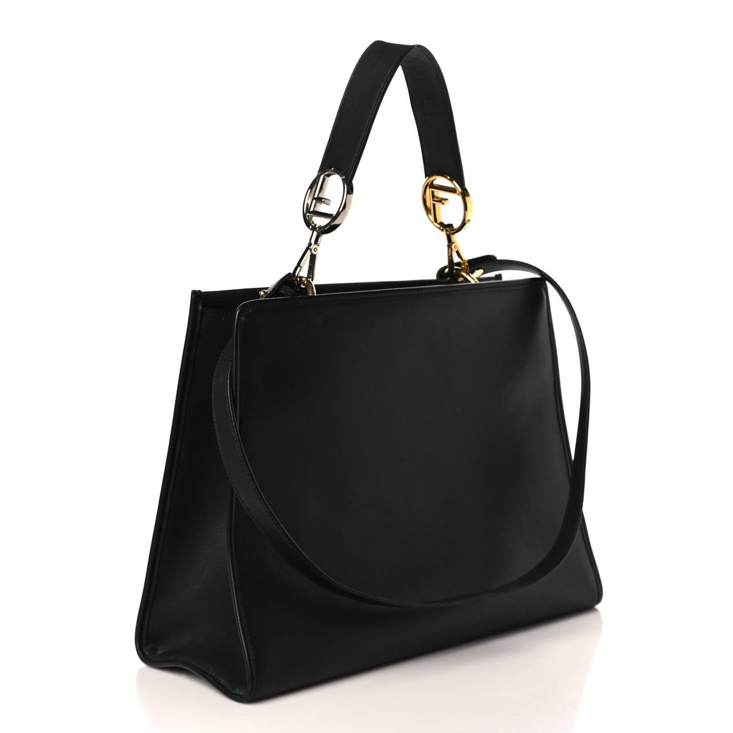 Vitello Century F is Fendi FF 1974 Embossed Regular Runaway Satchel Black Maya