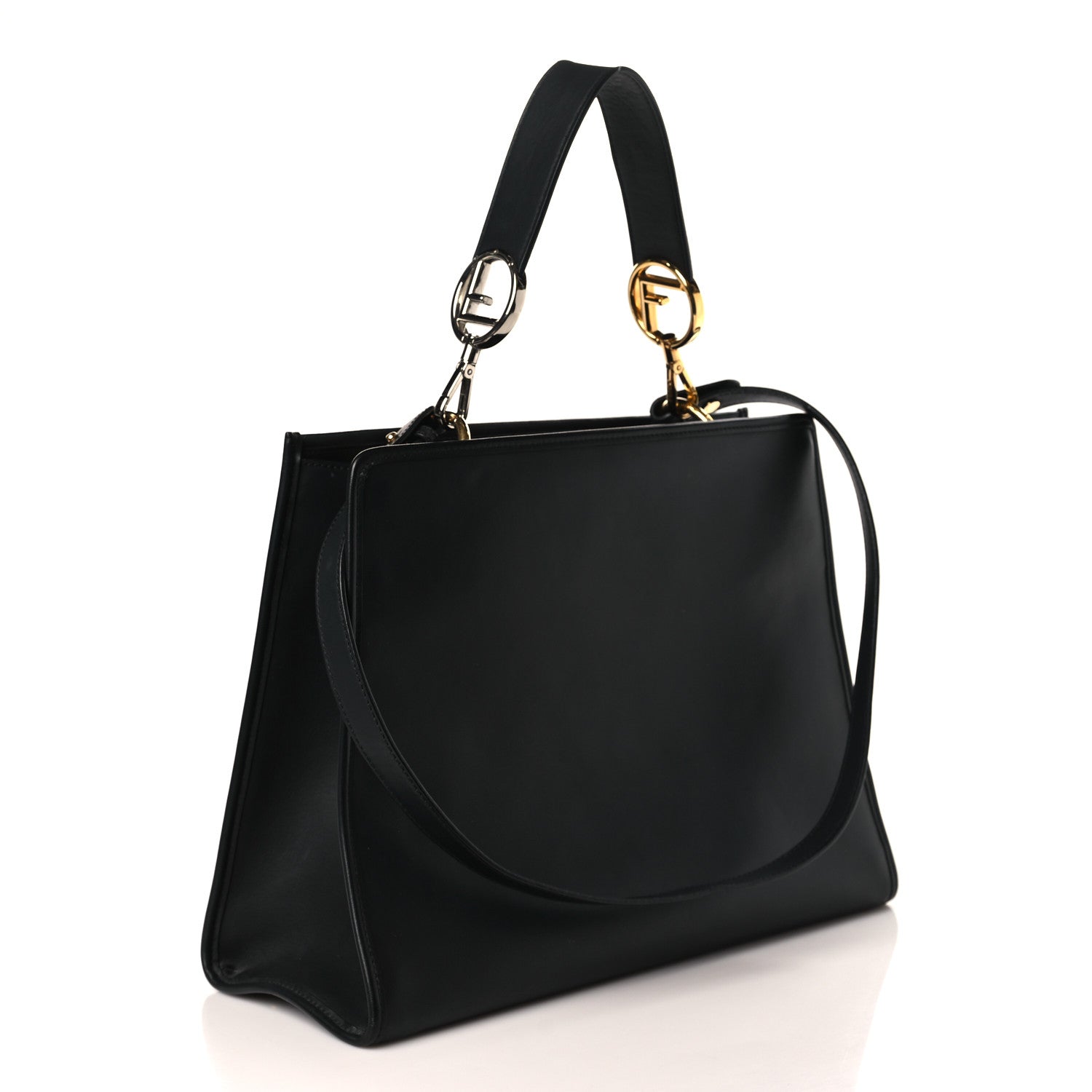 Fendi Vitello Century F is Fendi FF 1974 Embossed Regular Runaway Satchel Black Maya 3 of 9