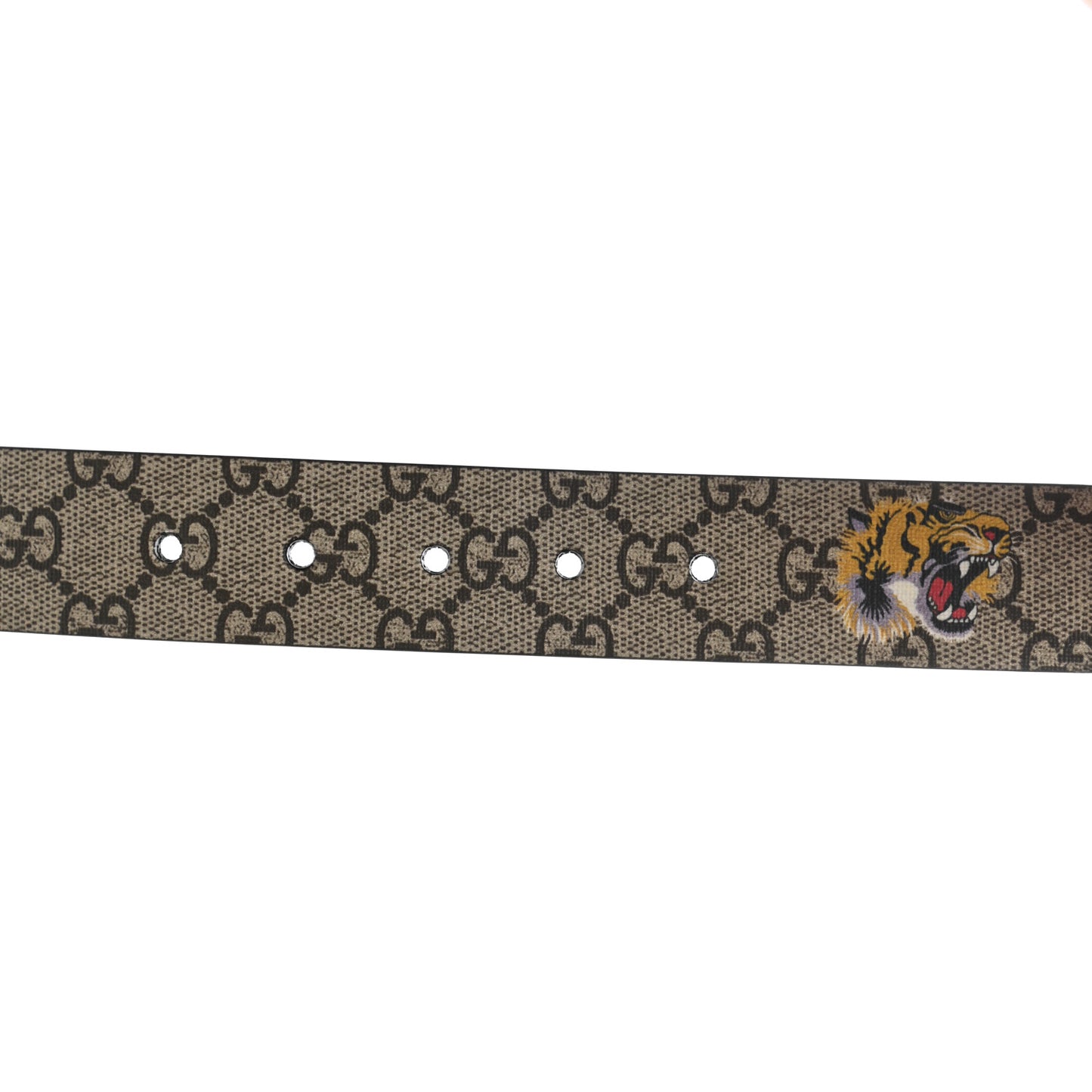 GG Supreme Monogram Selleria Calfskin Tiger 35mm Belt 95 38 Beige Ebony Multicolor Cocoa