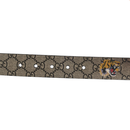 Gucci GG Supreme Monogram Selleria Calfskin Tiger 35mm Belt 95 38 Beige Ebony Multicolor Cocoa 4 of 6