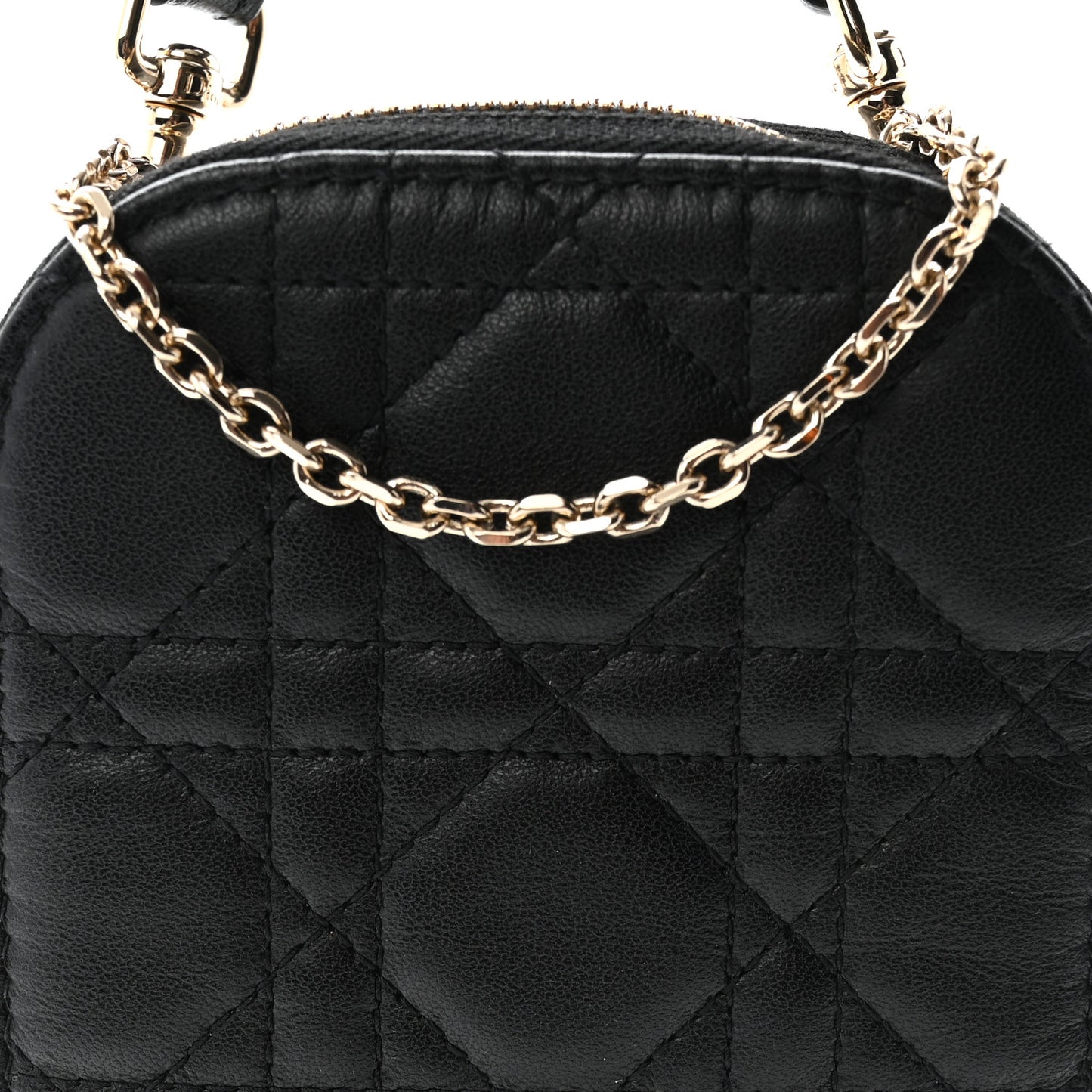 Lambskin Cannage Lady Dior Phone Holder Black