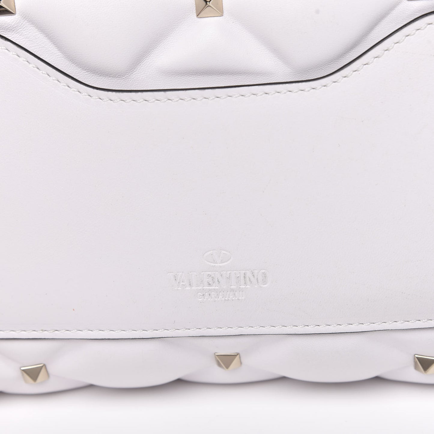 Lambskin VLTN Print Candystud Top Handle Bag Optic White Black